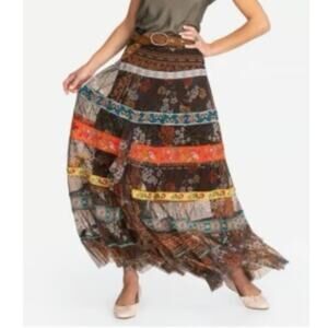 Johnny Was Wilhelmena Tiered Mesh Skirt multi colored XL